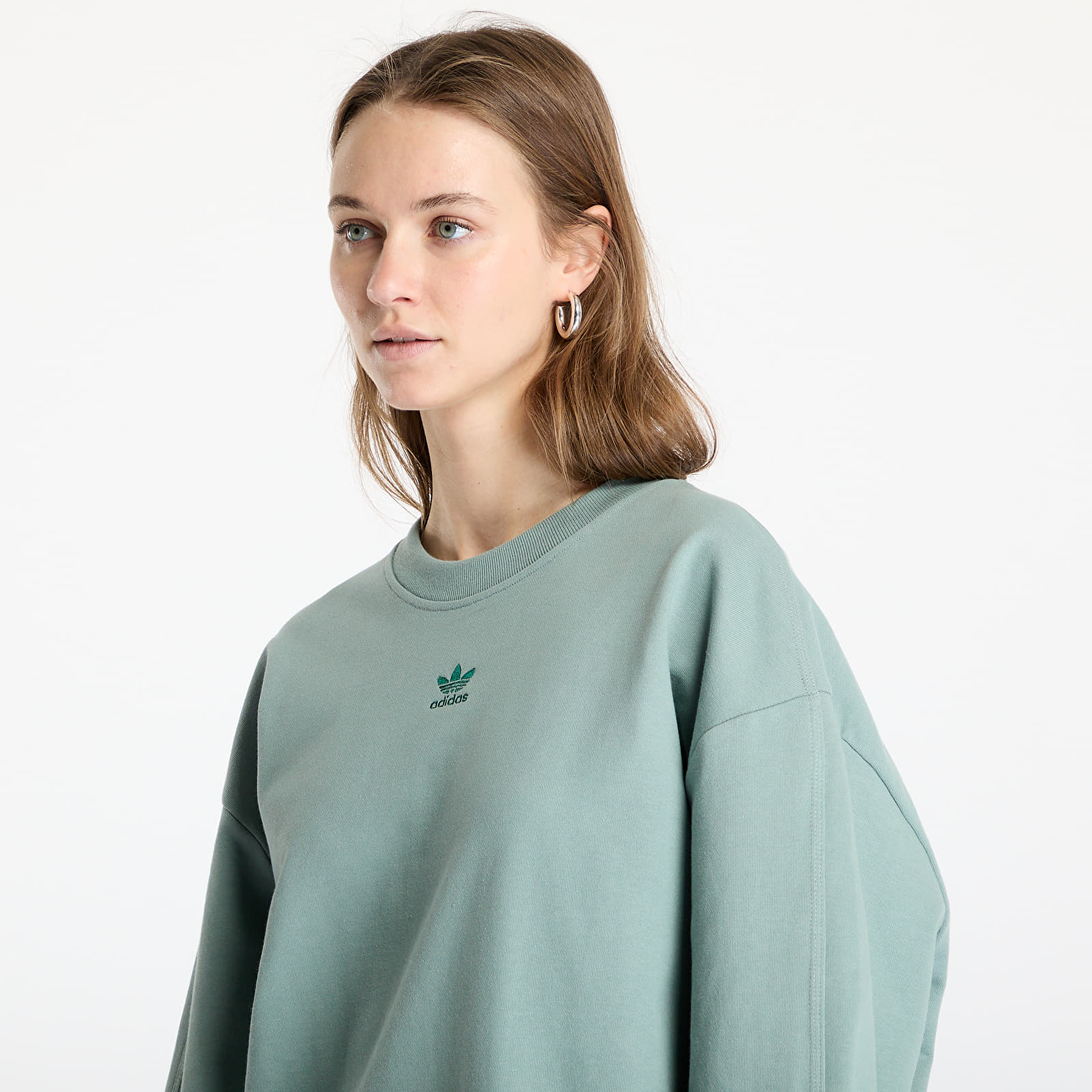 Women's hoodies adidas Essentials Oversized French Terry Sweatshirt Silver Green