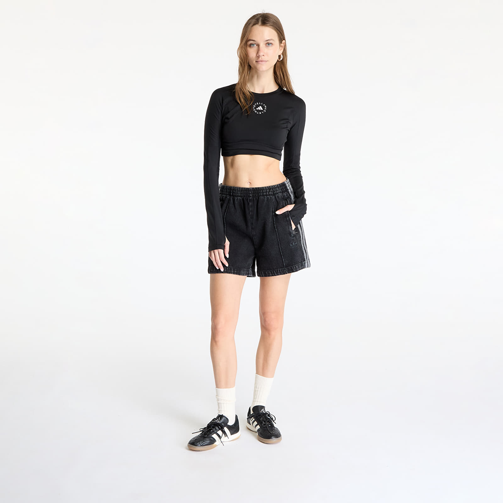 Dámské kraťasy adidas Firebird Adicolor Denim Short Black/ True Black Denim