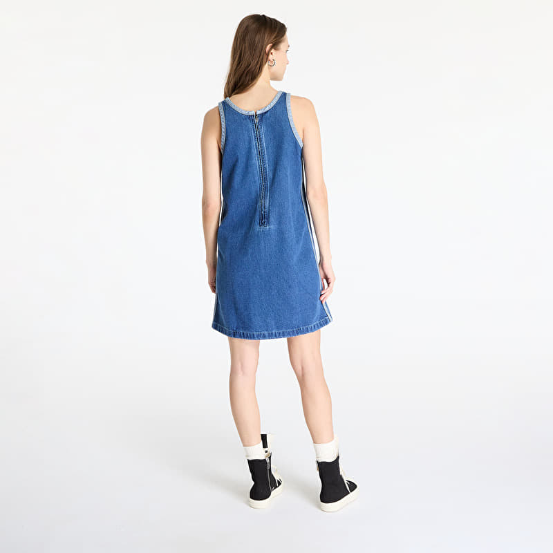 plein sud seam corset denim flare dress Size:S - 34 Zipper and back tie Appliqué & Embroidery PAPER CRANE Blue Chambray