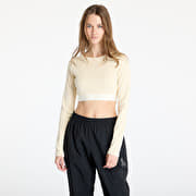 adidas Ribbed Longsleeve Crop Top Cream White