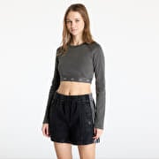adidas Ribbed Longsleeve Crop Top Black