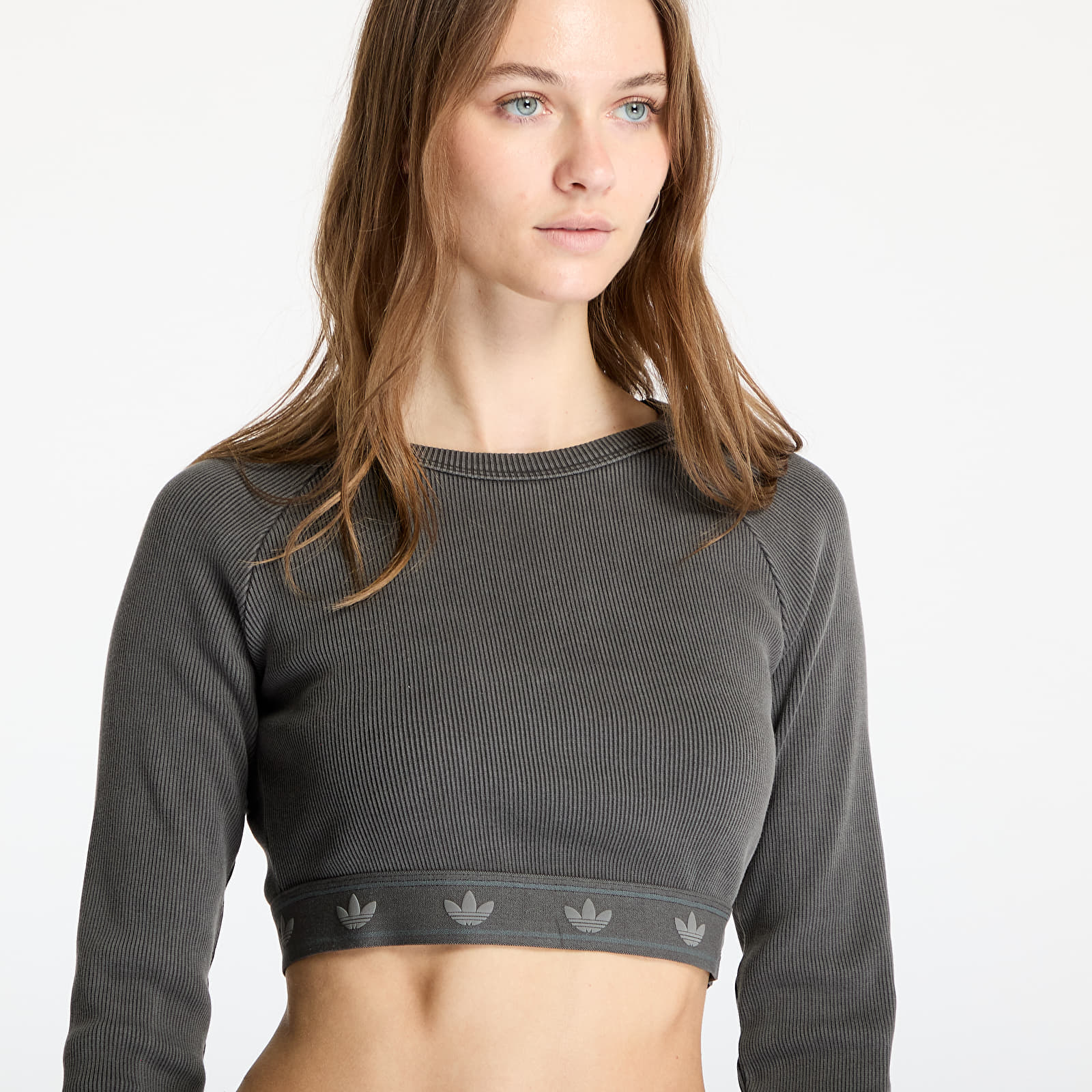 Women's tops adidas Ribbed Longsleeve Crop Top Black