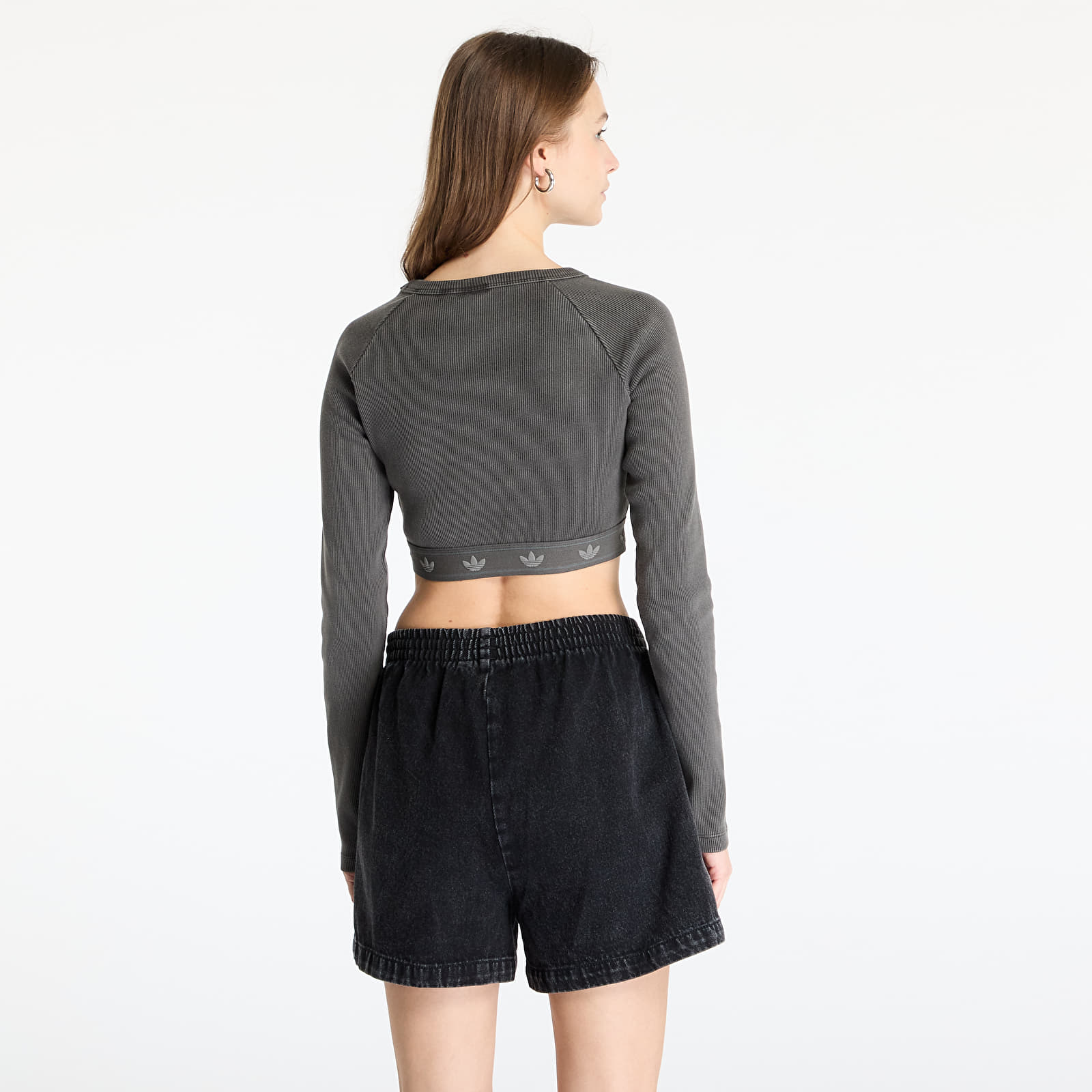 Women's tops adidas Ribbed Longsleeve Crop Top Black