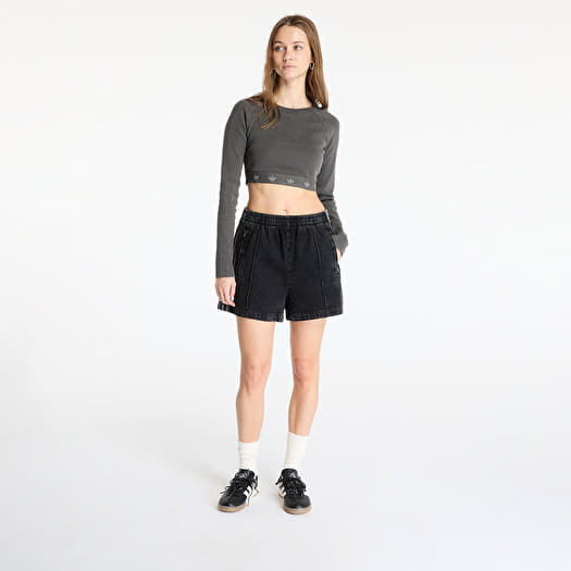 Women's tops adidas Ribbed Longsleeve Crop Top Black | Footshop