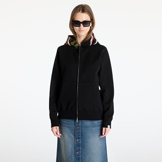 A BATHING APE 1st Camo Swarovski Shark Full Zip UNISEX Hoodie Black