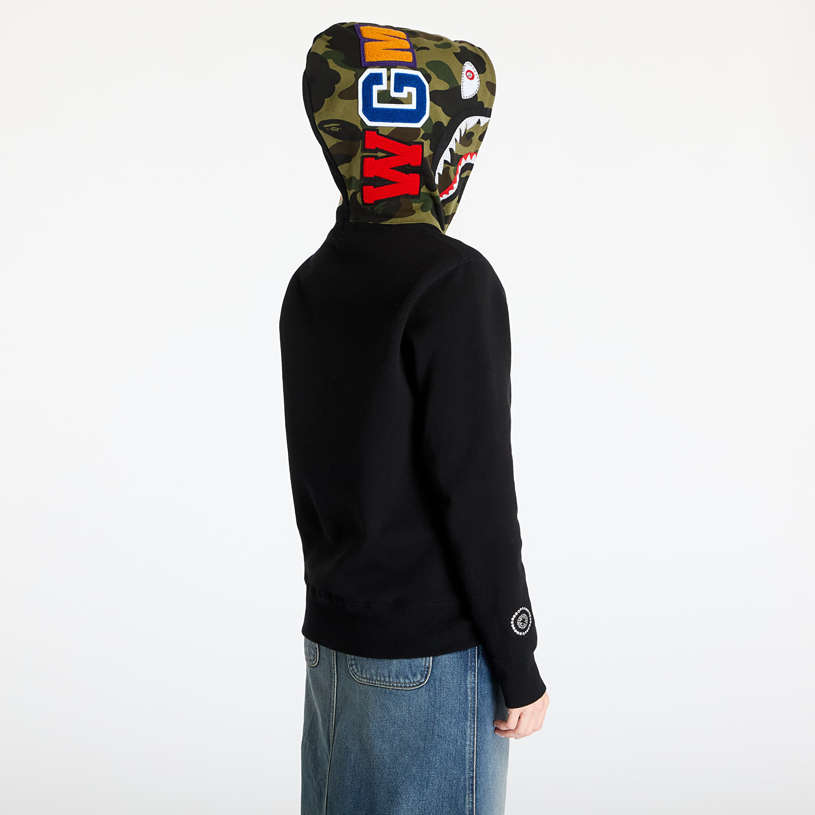 Mikiny A BATHING APE 1st Camo Swarovski Shark Full Zip UNISEX Hoodie Black