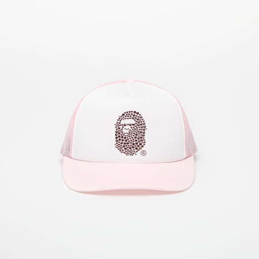 Cap A BATHING APE Crystal Stone Ape Head Mesh Cap Pink