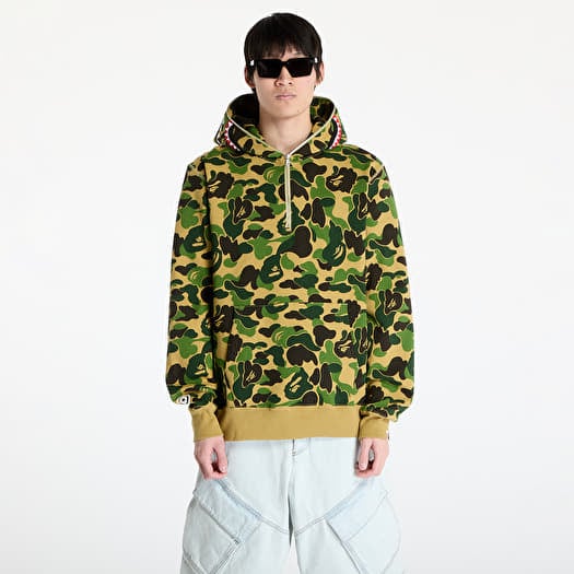 A BATHING APE Abc Camo Shark Half Zip Pullover Hoodie M Green