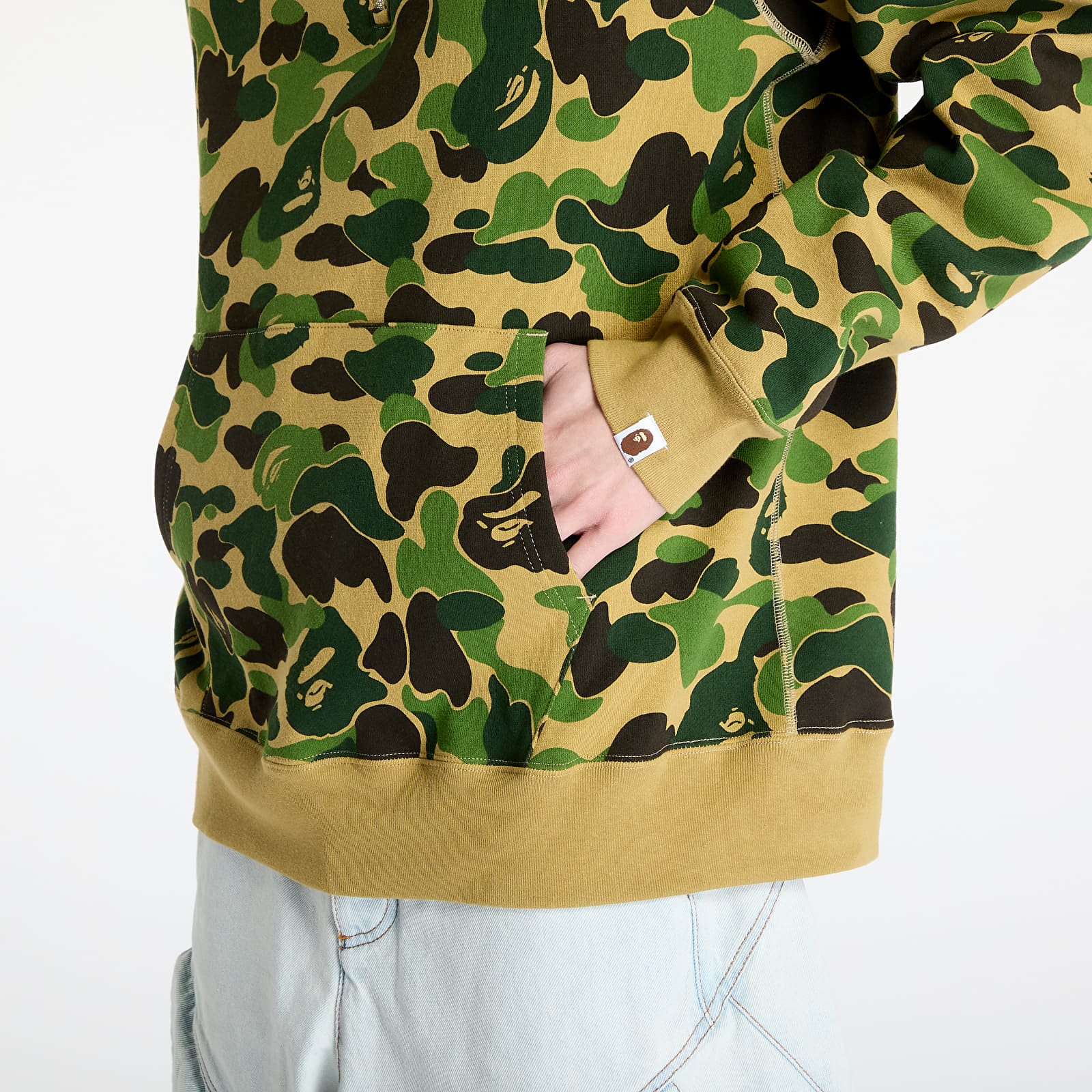 Mikiny A BATHING APE Abc Camo Shark Half Zip Pullover Hoodie M Green