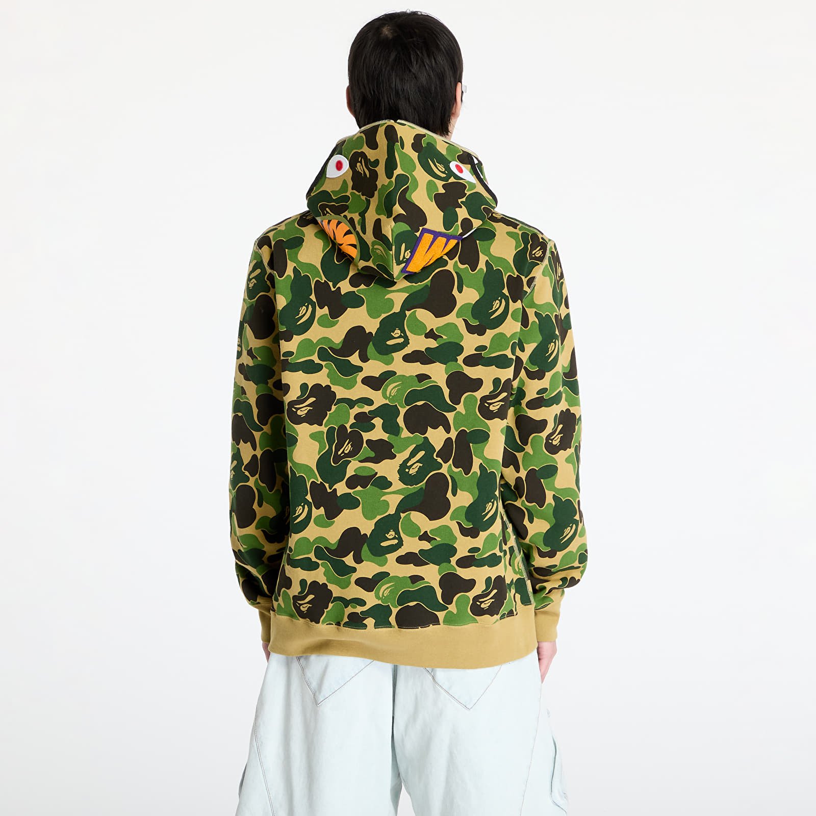 Mikiny A BATHING APE Abc Camo Shark Half Zip Pullover Hoodie M Green