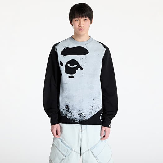 A BATHING APE Ape Head Over Print Crewneck Sweat M Black
