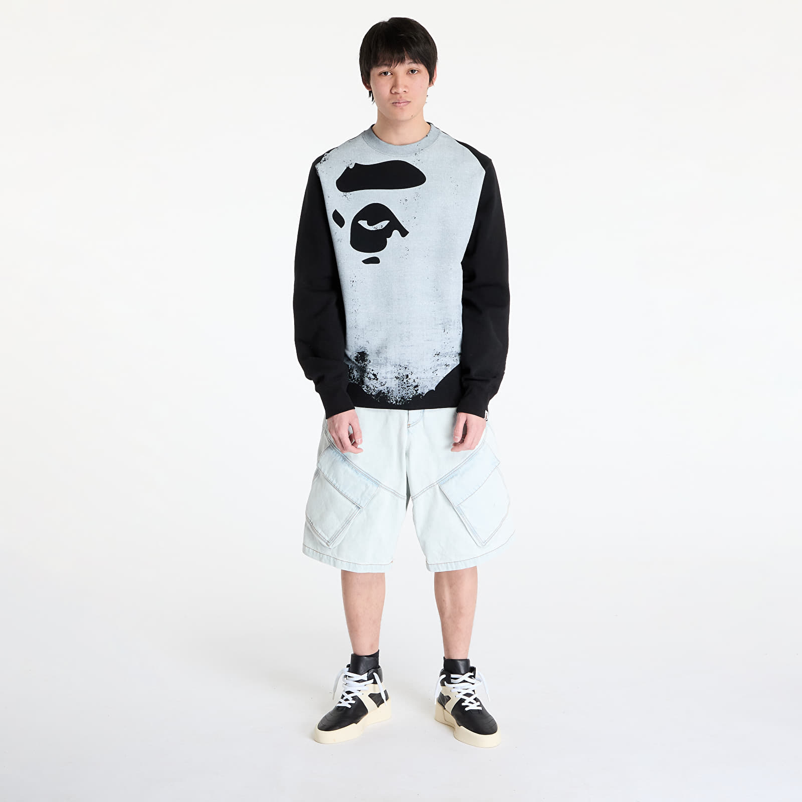 Суичърти A BATHING APE Ape Head Over Print Crewneck Sweat M Black