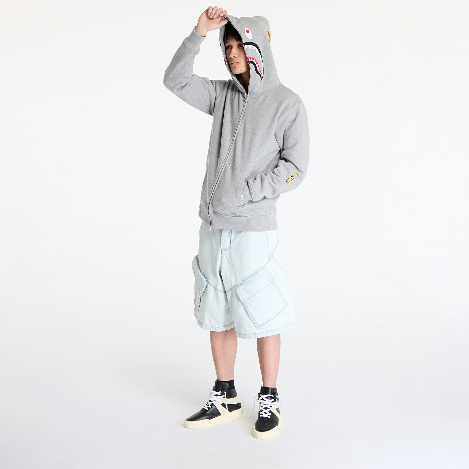 Džemperiai su gobtuvais ir džemperiai A BATHING APE 2nd Shark Full Zip UNISEX Hoodie Gray