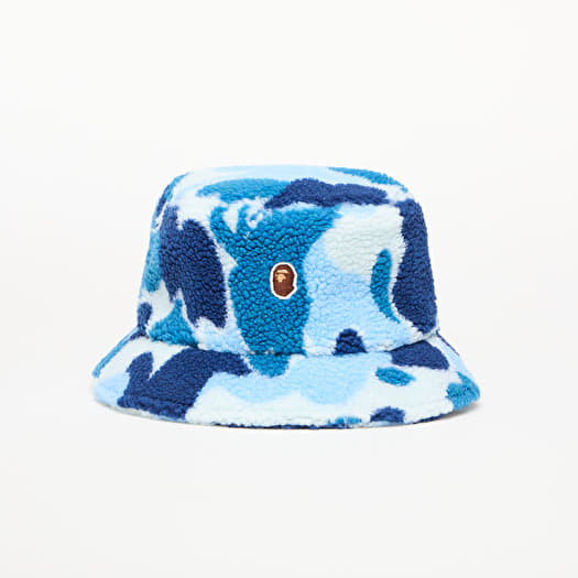 A BATHING APE Abc Camo Boa Fleece Bucket Hat M Blue
