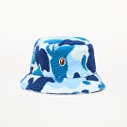 A BATHING APE Abc Camo Boa Fleece Bucket Hat M Blue