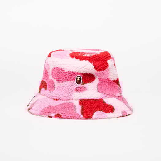 A BATHING APE Abc Camo Boa Fleece Bucket Hat M Pink