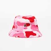 A BATHING APE Abc Camo Boa Fleece Bucket Hat M Pink