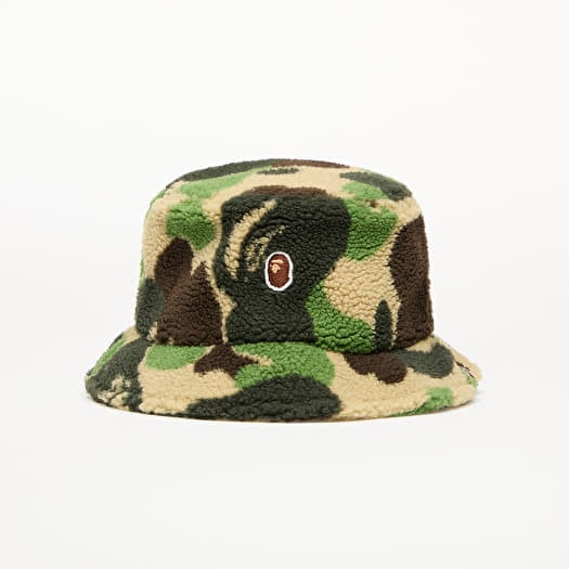 A BATHING APE Abc Camo Boa Fleece Bucket Hat M Green