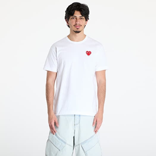 T-paita Comme des Garçons PLAY Emblem x Rhinestone T-Shirt UNISEX White/ Red