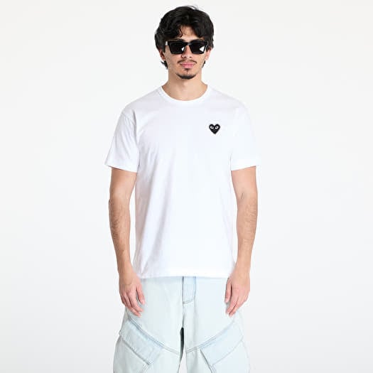 T-paita Comme des Garçons PLAY Emblem x Rhinestone T-Shirt UNISEX White/ Black