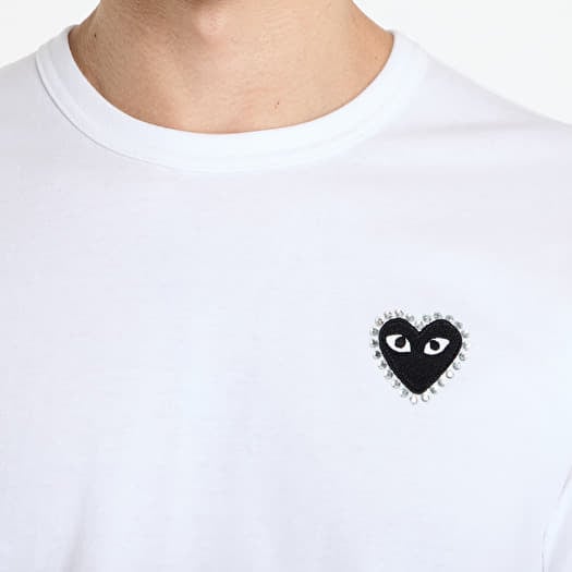 トップス 2004ss Comme des garcons logo T-shirt T-shirts Comme des Garçons PLAY Emblem x Rhinestone T-Shirt