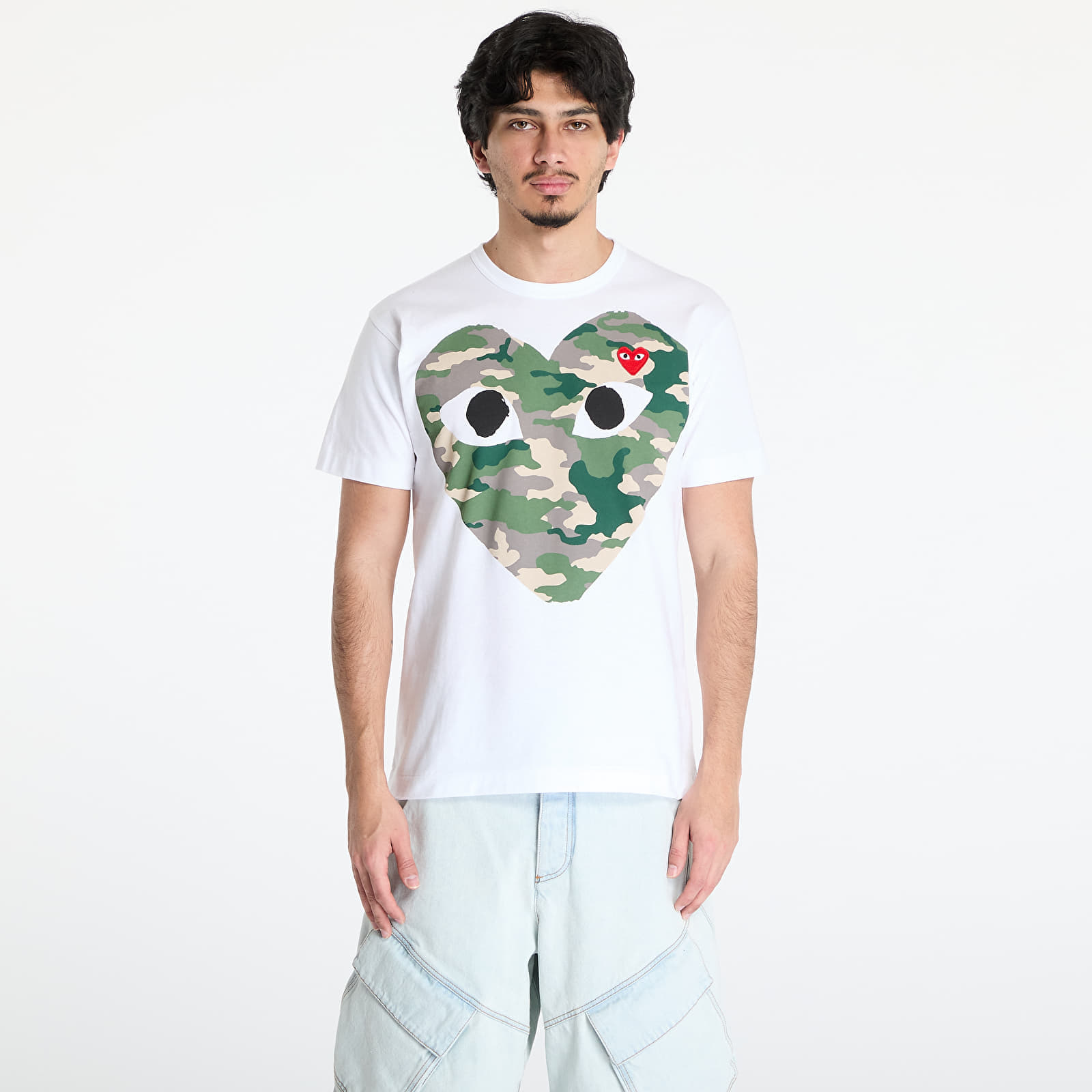 T-shirt Comme des Garçons PLAY Red Emblem Knit T-Shirt UNISEX White XXL