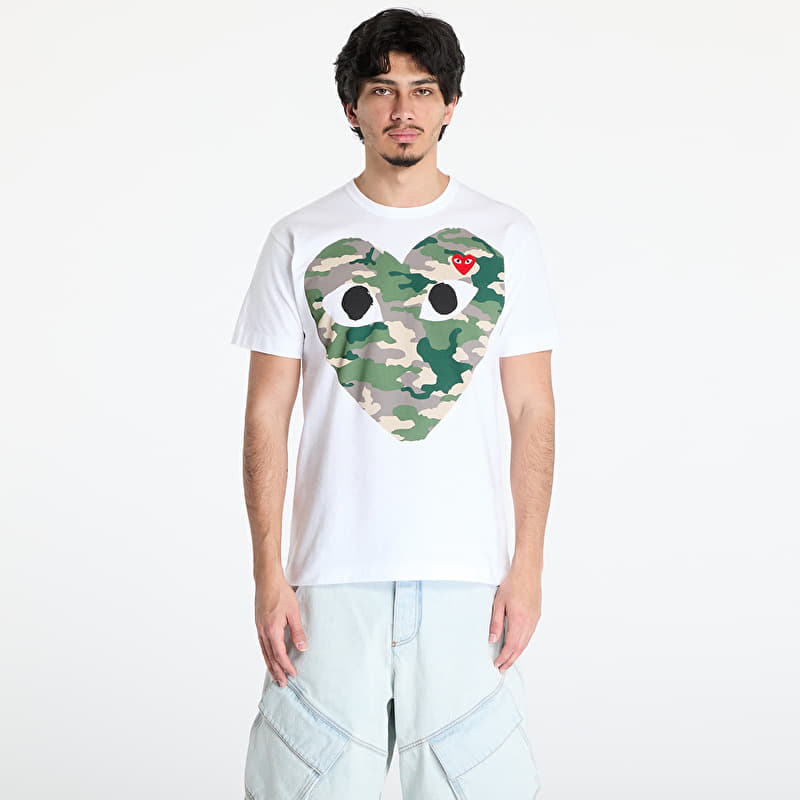 T-Shirt Comme des Garçons PLAY Red Emblem Knit T-Shirt UNISEX White