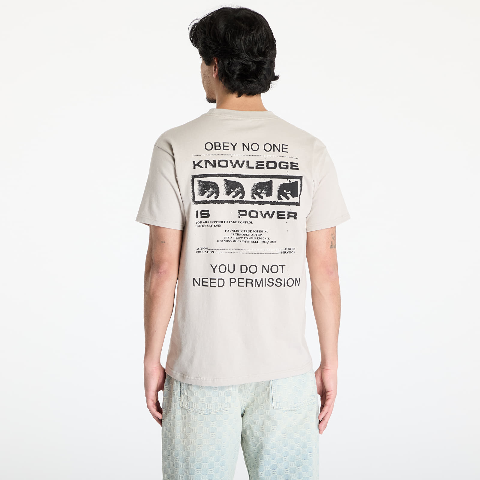 T-paidat OBEY Permission T-Shirt Silver Grey