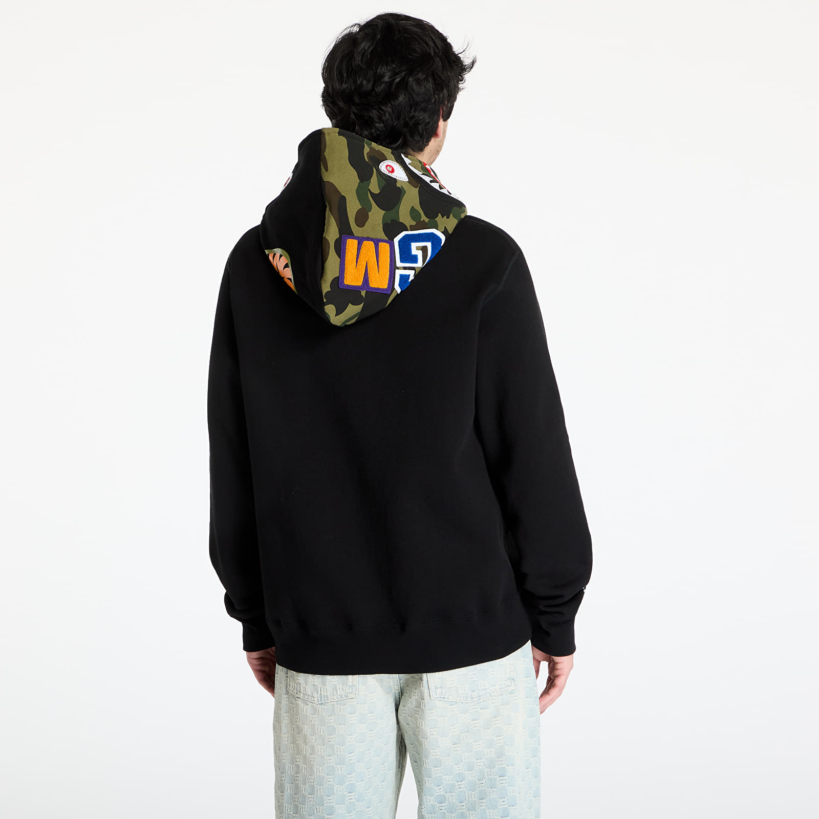 Mikiny A BATHING APE 1st Camo Swarovski Shark Full Zip UNISEX Hoodie Black