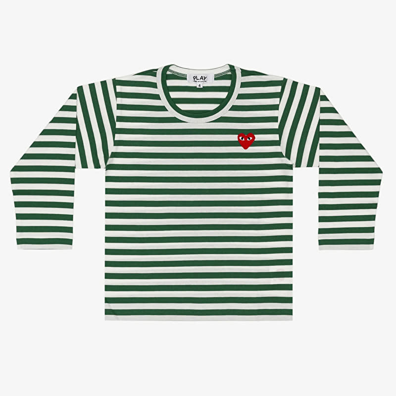 Comme des Garçons PLAY Kids Red Emblem Knit T-Shirt Green