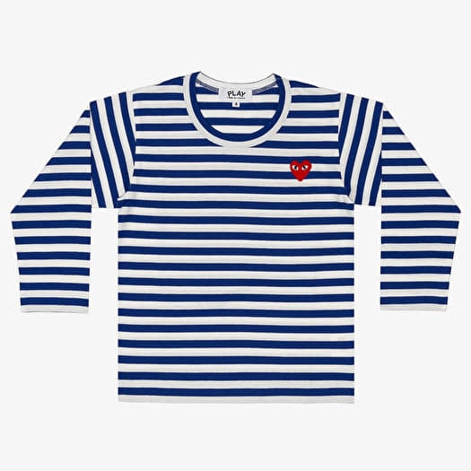 Comme des Garçons PLAY Kids Red Emblem Knit T-Shirt Blue