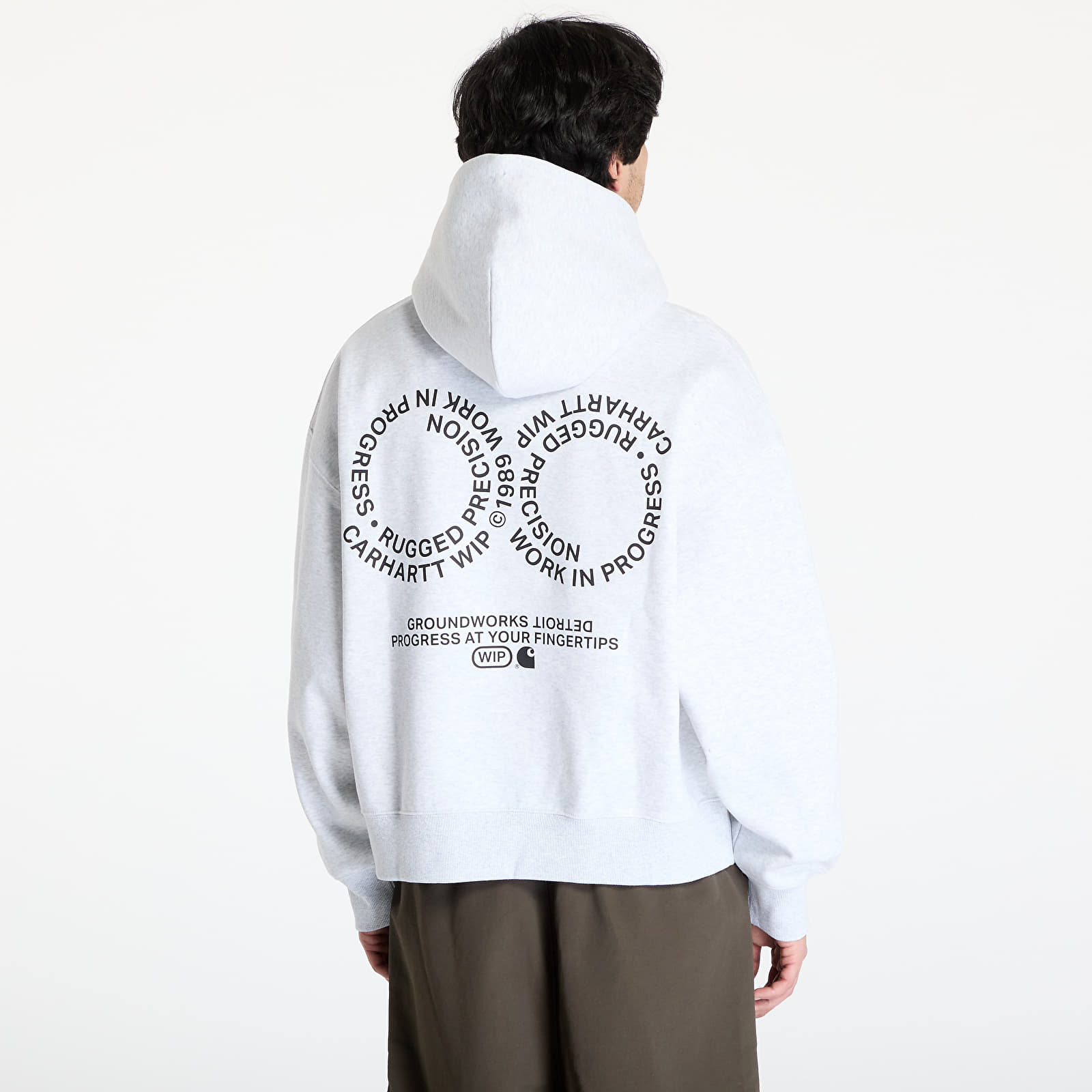 Casacos com capuz para homem Carhartt WIP Hooded Rotation Sweat UNISEX Ash Heather/ Black