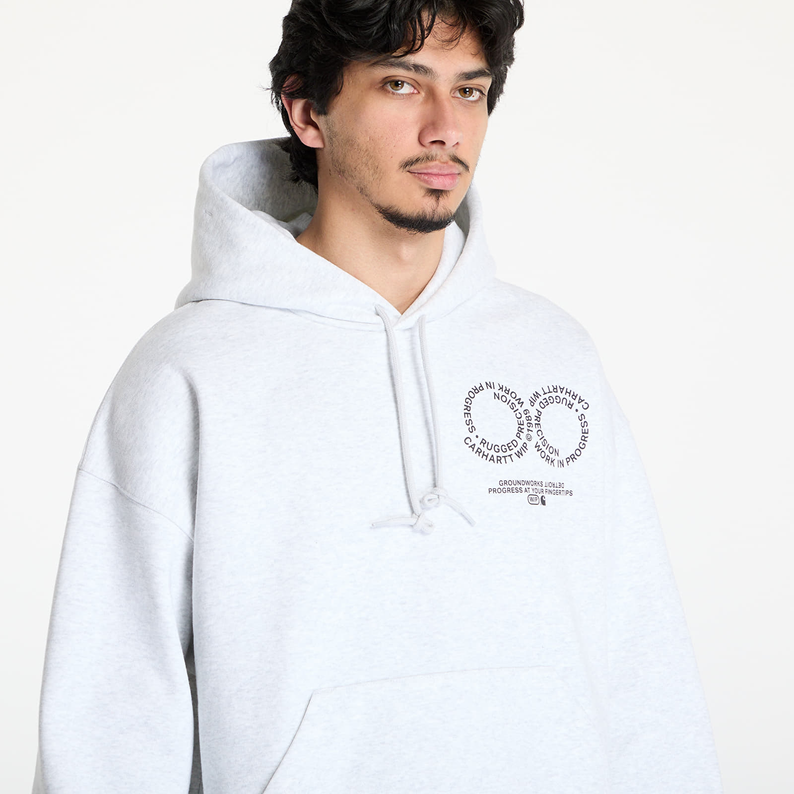 Casacos com capuz para homem Carhartt WIP Hooded Rotation Sweat UNISEX Ash Heather/ Black