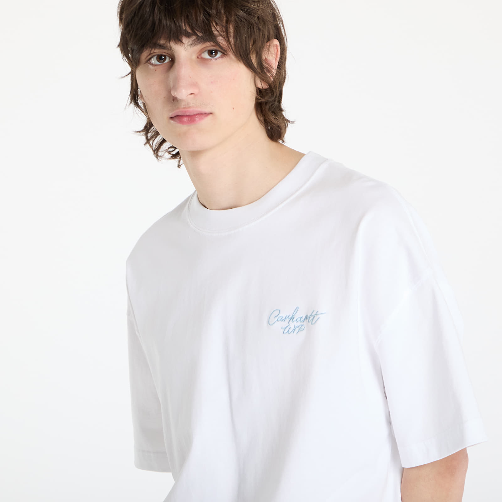 Tricouri  Carhartt WIP Shortsleeve Signature Script T-Shirt UNISEX White/ Dusty Ice