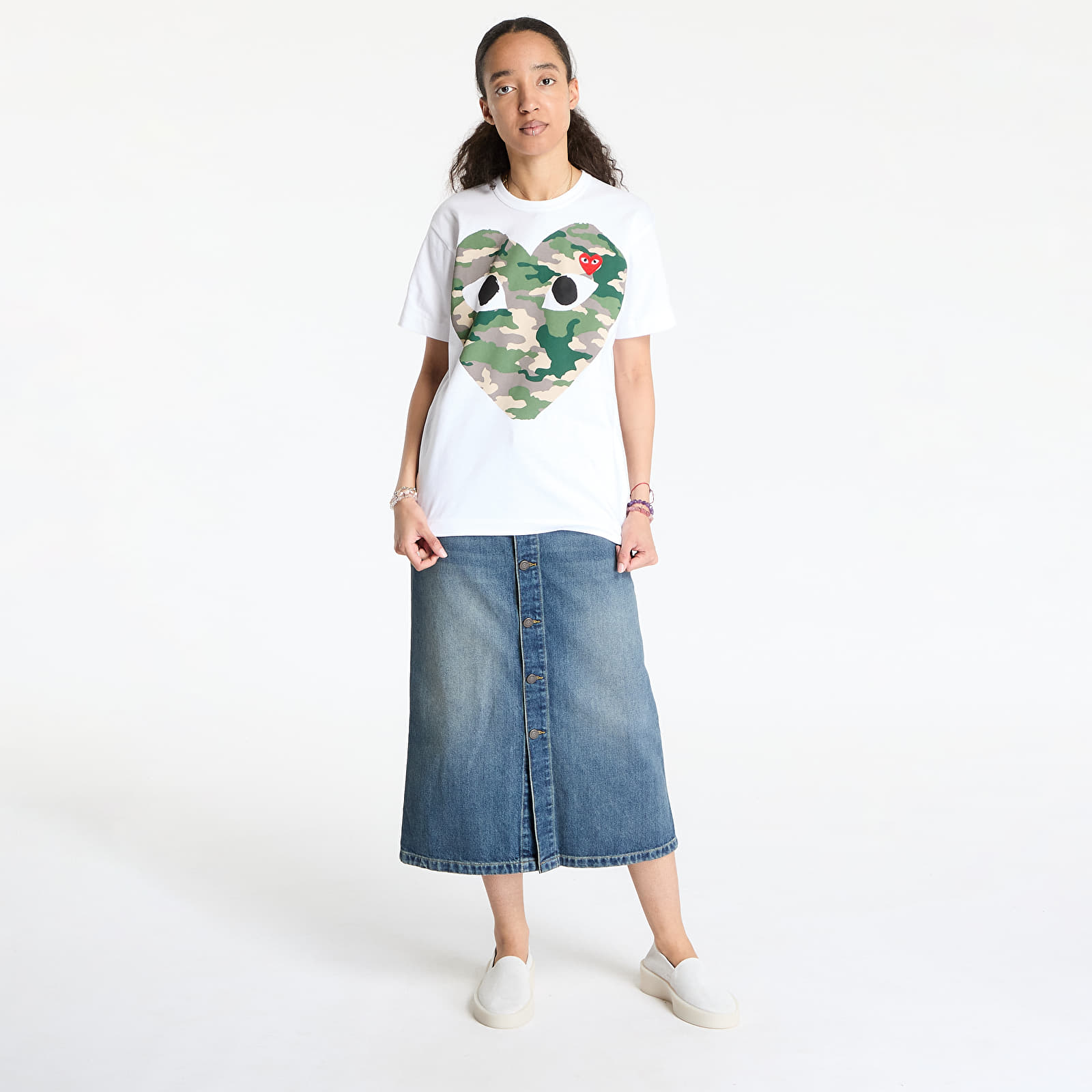 Tričká Comme des Garçons PLAY Red Emblem Knit T-Shirt UNISEX White