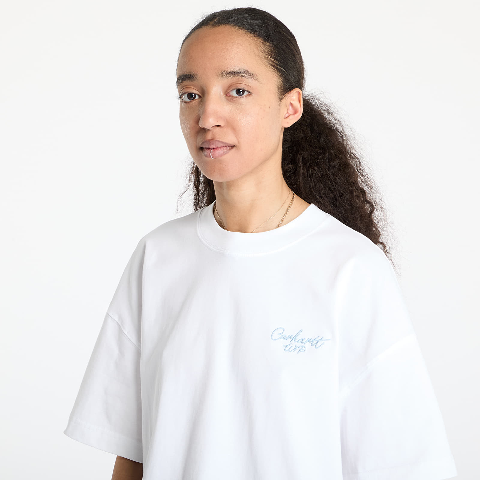 Tricouri  Carhartt WIP Shortsleeve Signature Script T-Shirt UNISEX White/ Dusty Ice