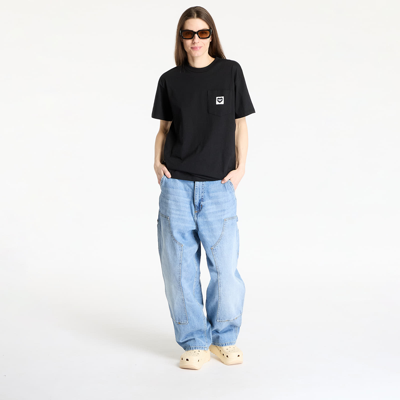 Bukser til kvinder Carhartt WIP W' Brandon Double Knee Pant Blue Burst Washed