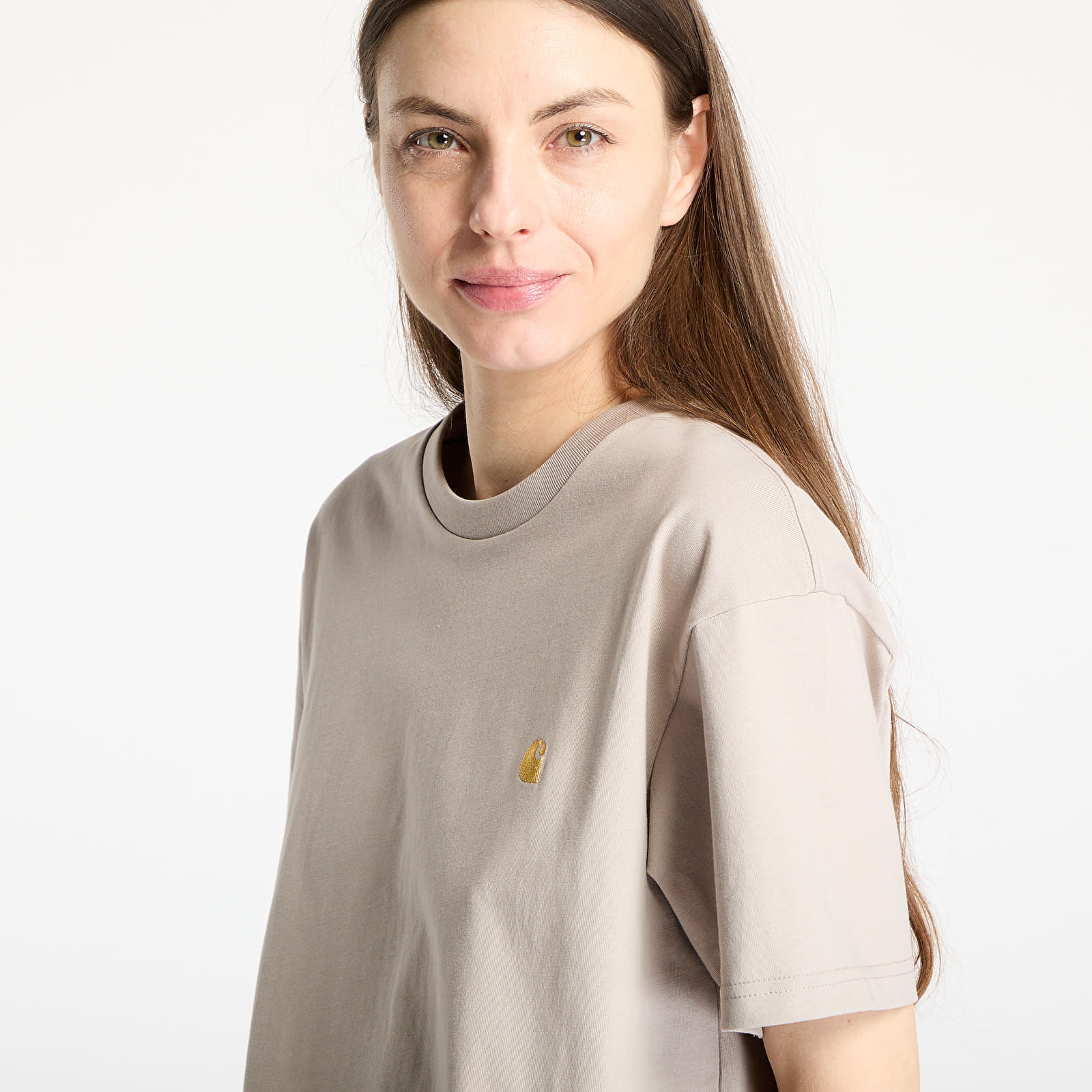Férfi pólok Carhartt WIP S/S Chase T-Shirt Dusky Beige/ Gold