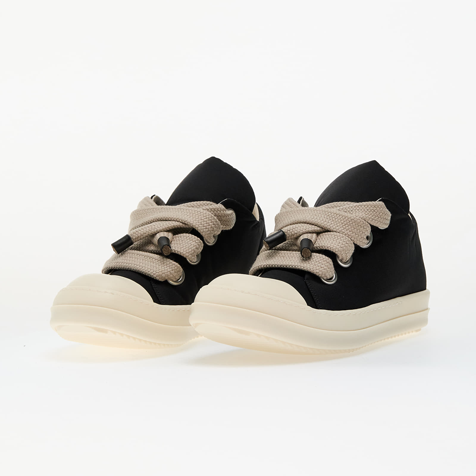Men's shoes Rick Owens DRKSHDW Jumbo Lace Puffer Low Sneaks Black/ Milk/ Milk
