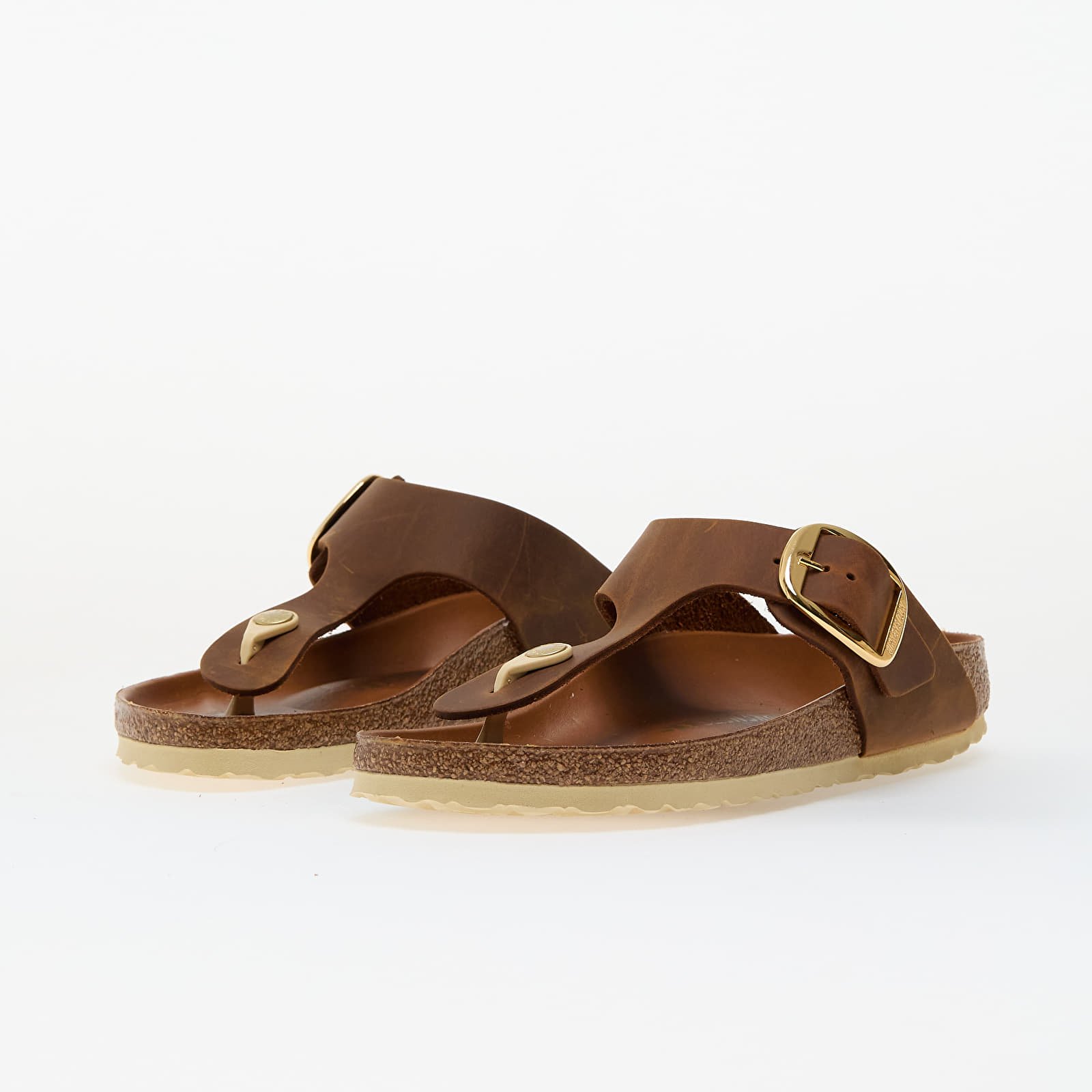 Női cipők Birkenstock Gizeh Big Buckle Natural Leather Oiled Cognac