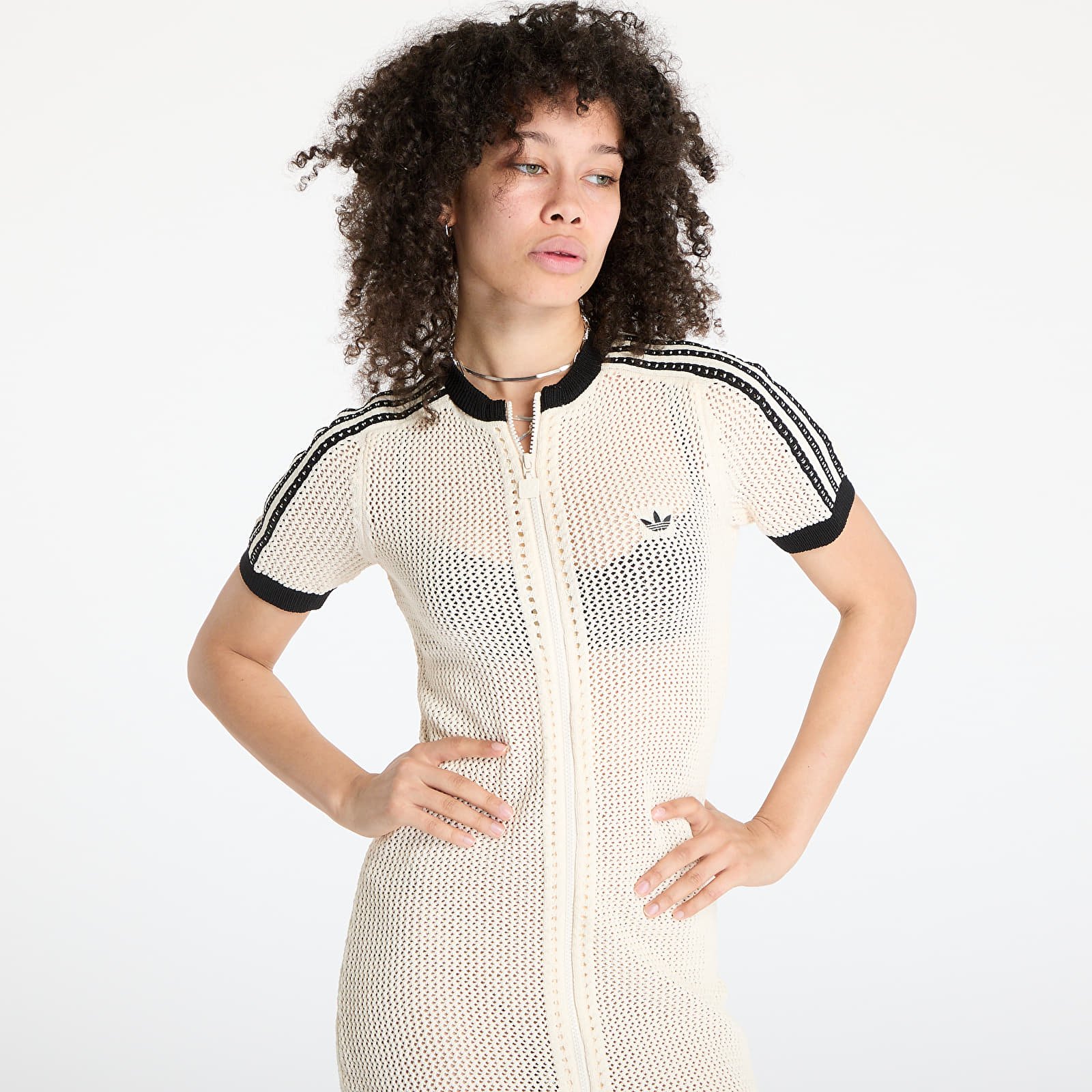 Obleke  adidas Originals Premium Crochet Dress White/ Wonder White