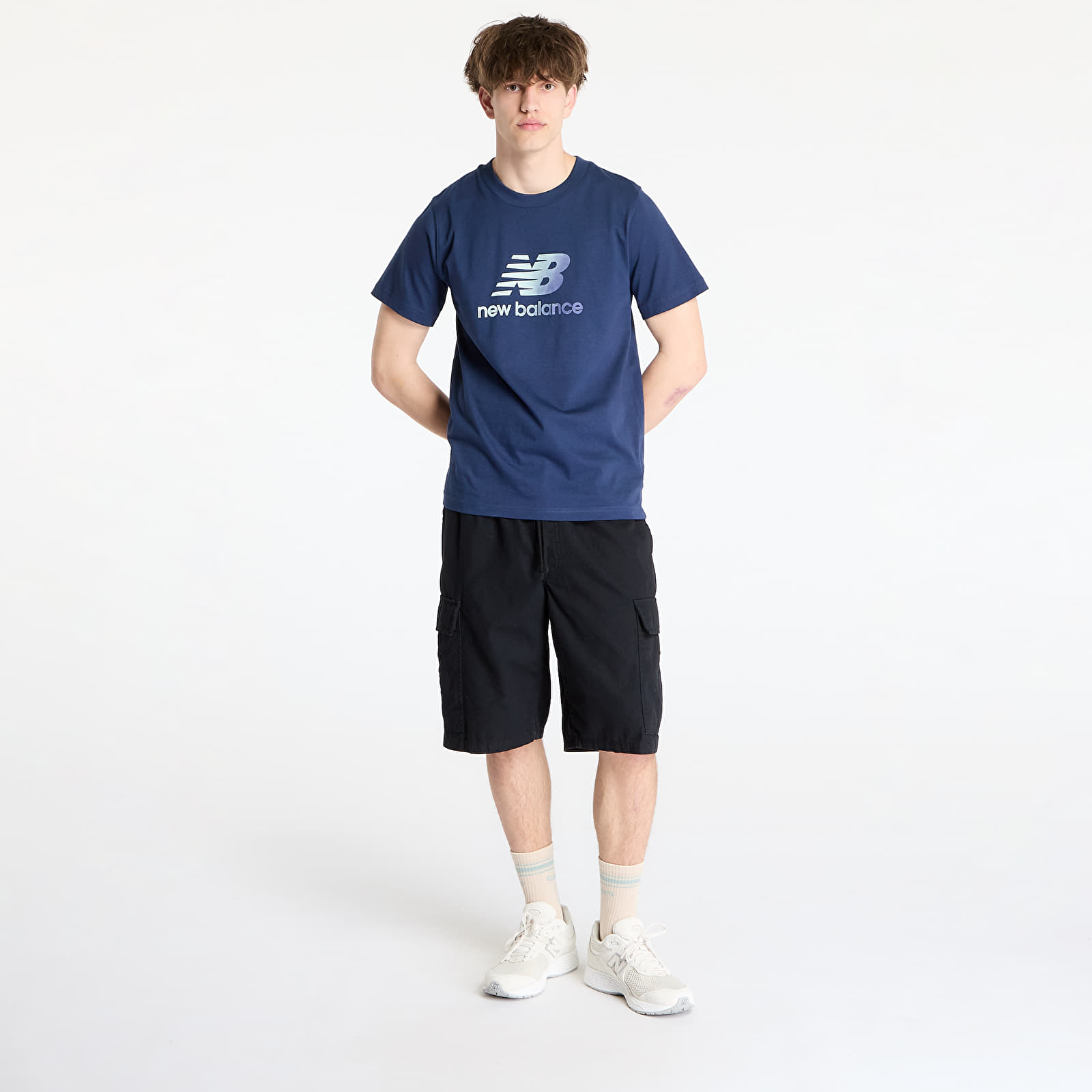 Heren T-shirts New Balance Sport Essentials Gradient Logo T-Shirt Navy