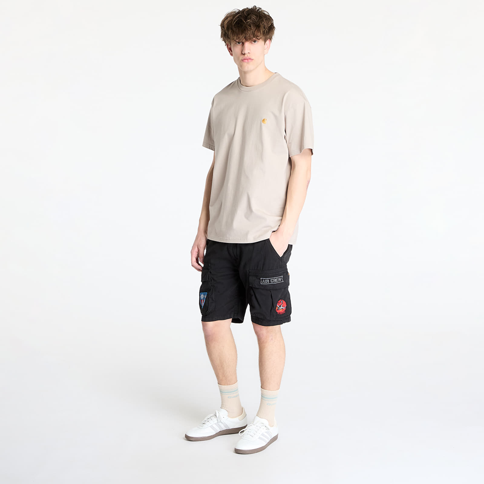 Férfi pólok Carhartt WIP S/S Chase T-Shirt Dusky Beige/ Gold
