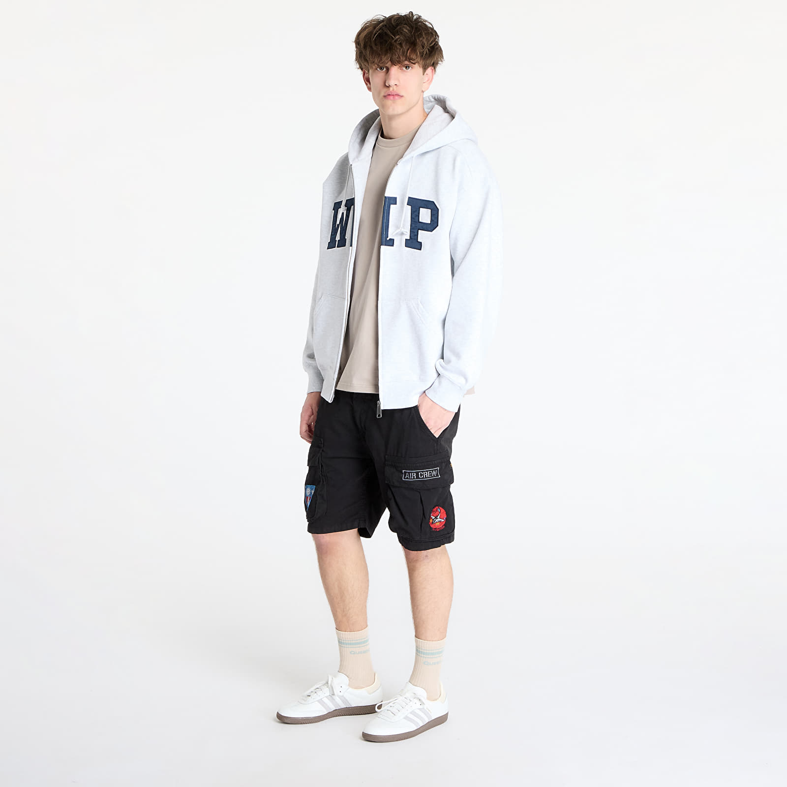 Férfi kapucnis pulcsik Carhartt WIP Hooded WIP Sweat Jacket UNISEX Ash Heather Stone Washed