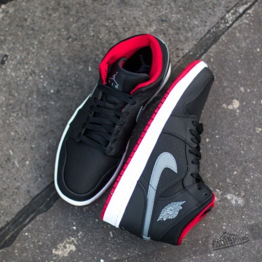 Shoes Air Jordan 1 Mid Black Cool Grey Red Footshop