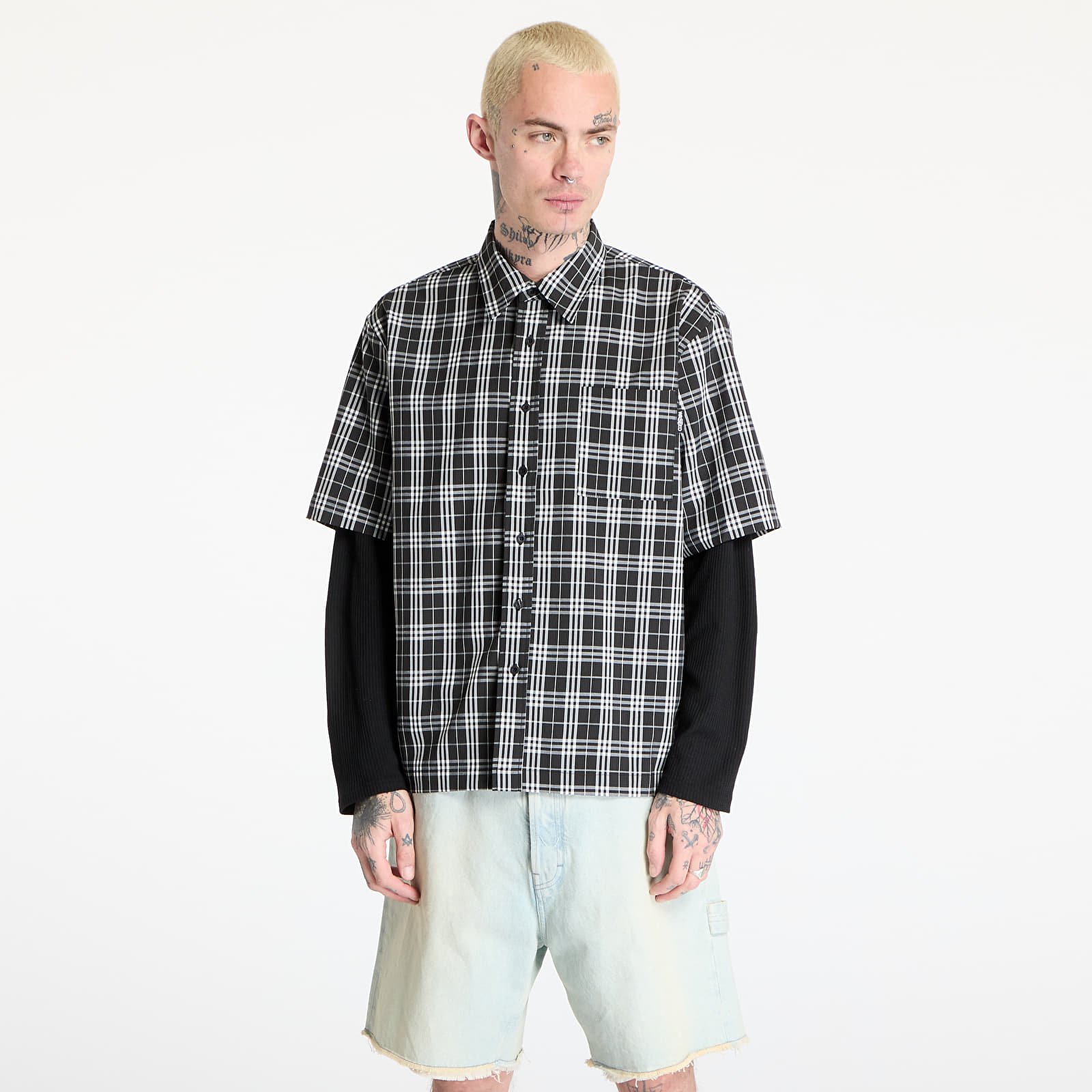 Košile Wasted Paris M Yard Tartan Shirt Age Black/ White