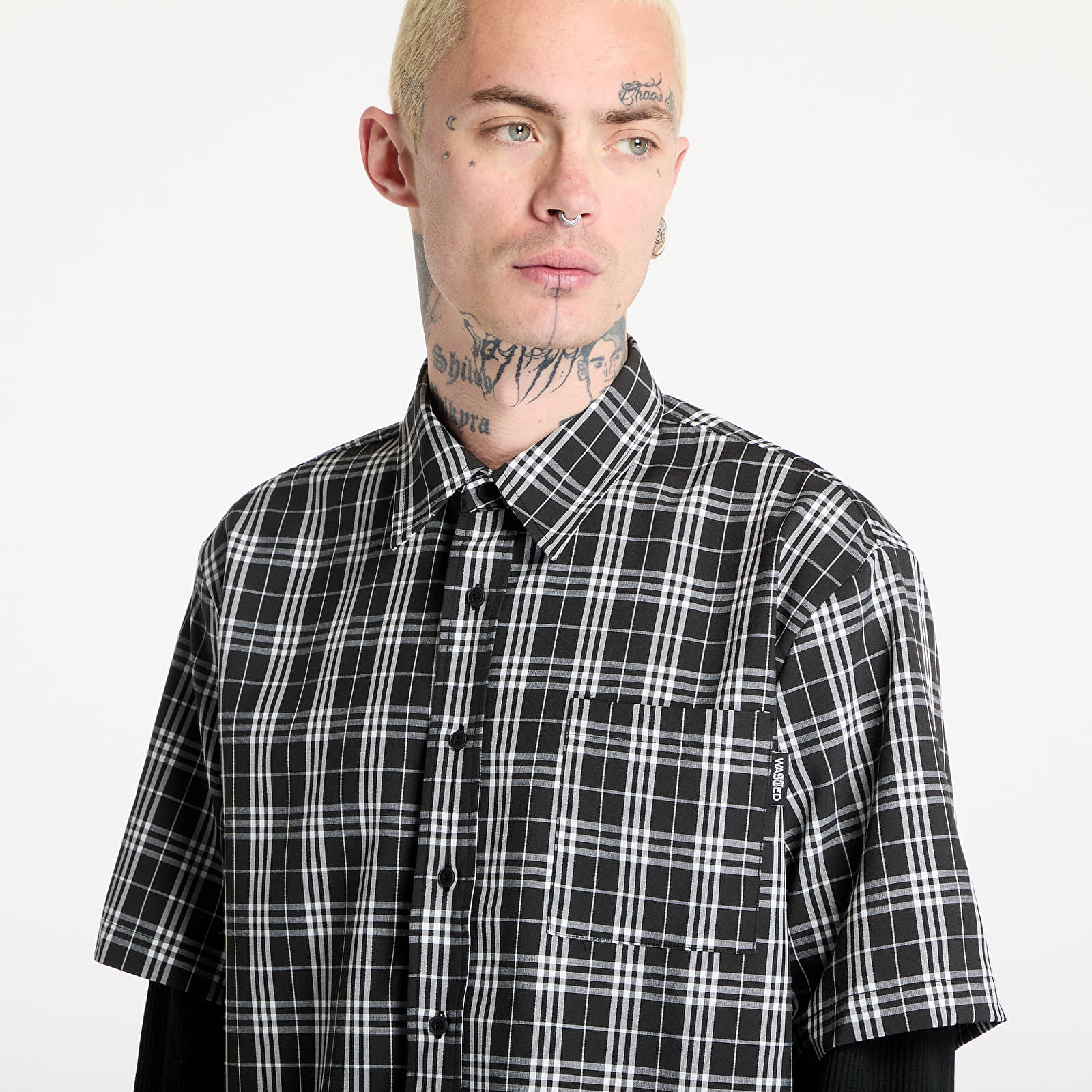 Košile Wasted Paris M Yard Tartan Shirt Age Black/ White