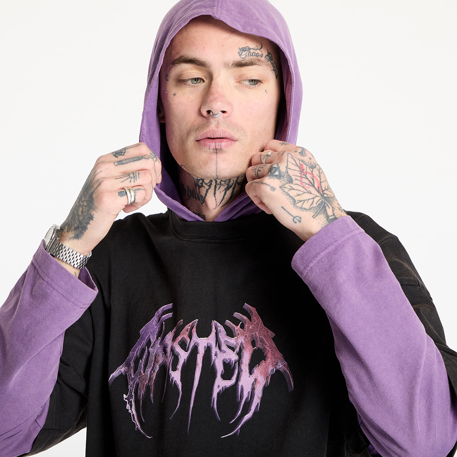 Mikiny Wasted Paris M Slug Age Hoodie Faded Black/ Imperial Purple