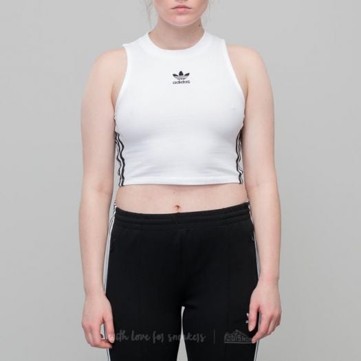 Adidas crop tank white hot sale