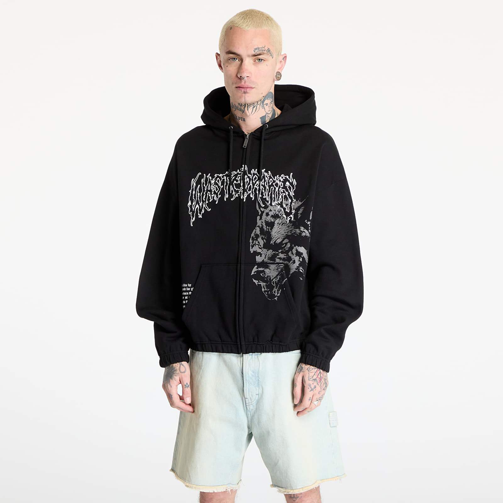 Mikiny Wasted Paris M Varg Boxy Zip Hoodie Black